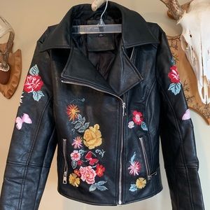 Faux leather crop jacket